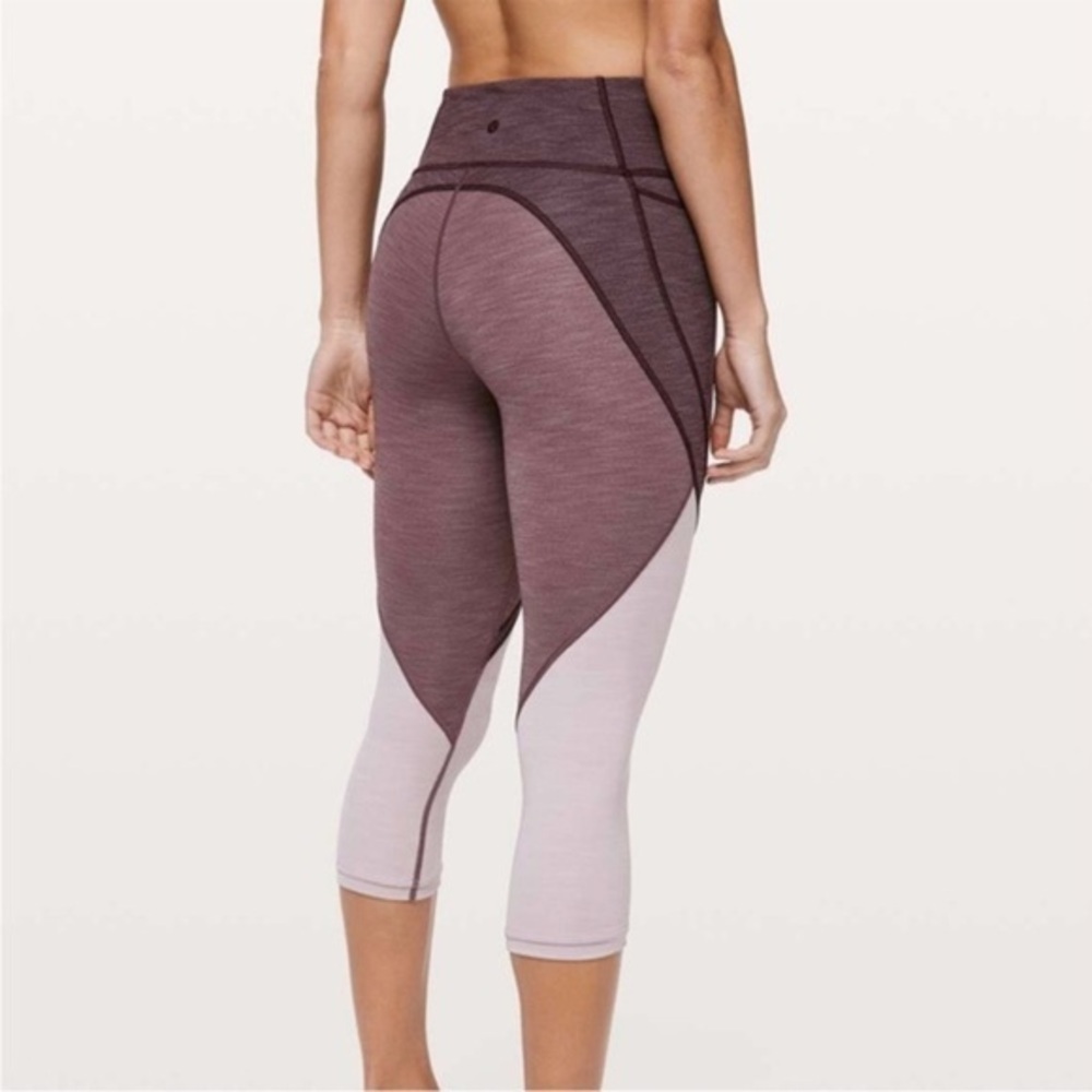 Lululemon Early Extension High Rise Crop Heathered Plum Shadow Size 4